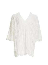 Pull col V à manches courtes - White