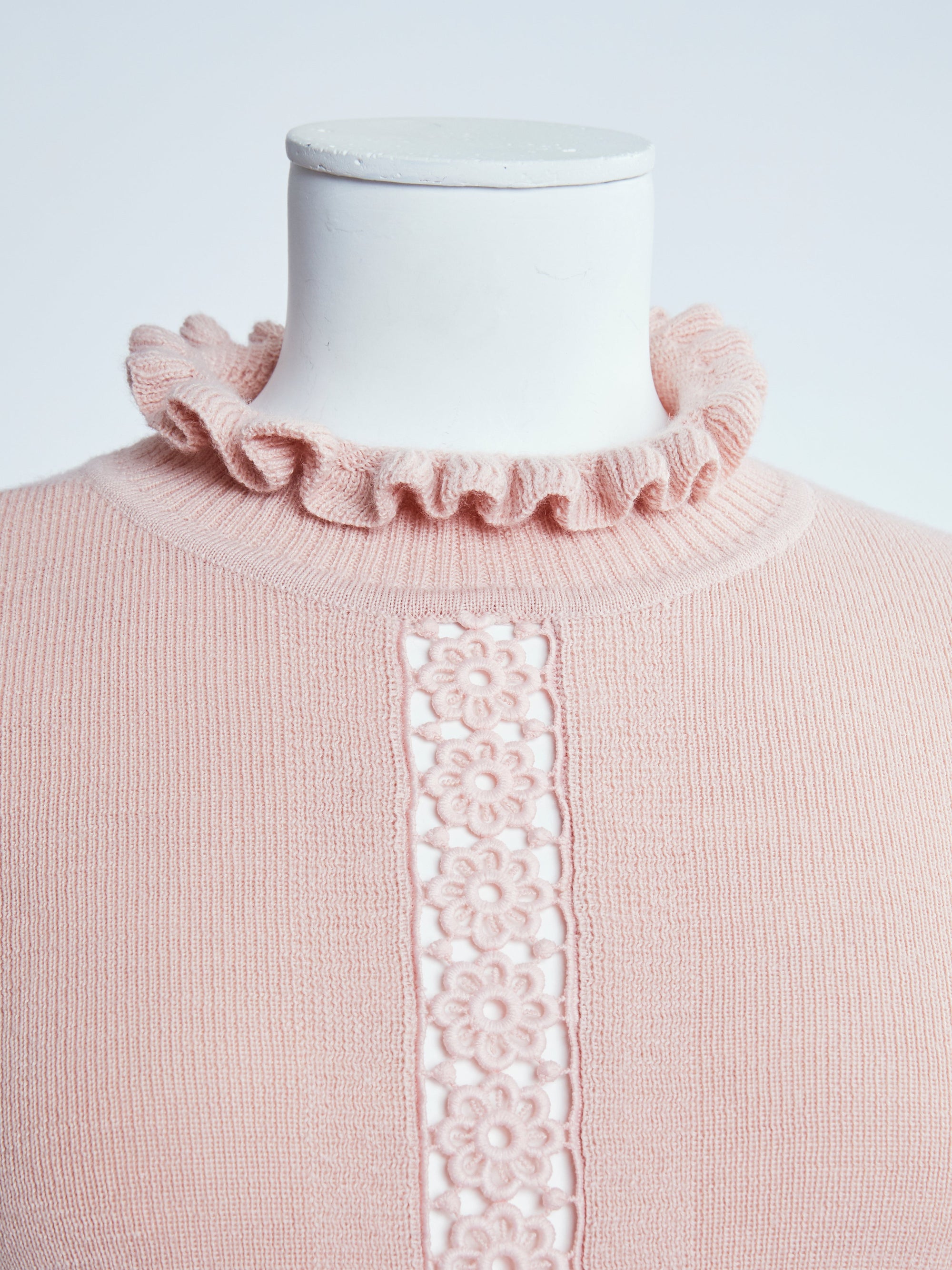 Pull col richelieu en laine - Cameo Rose