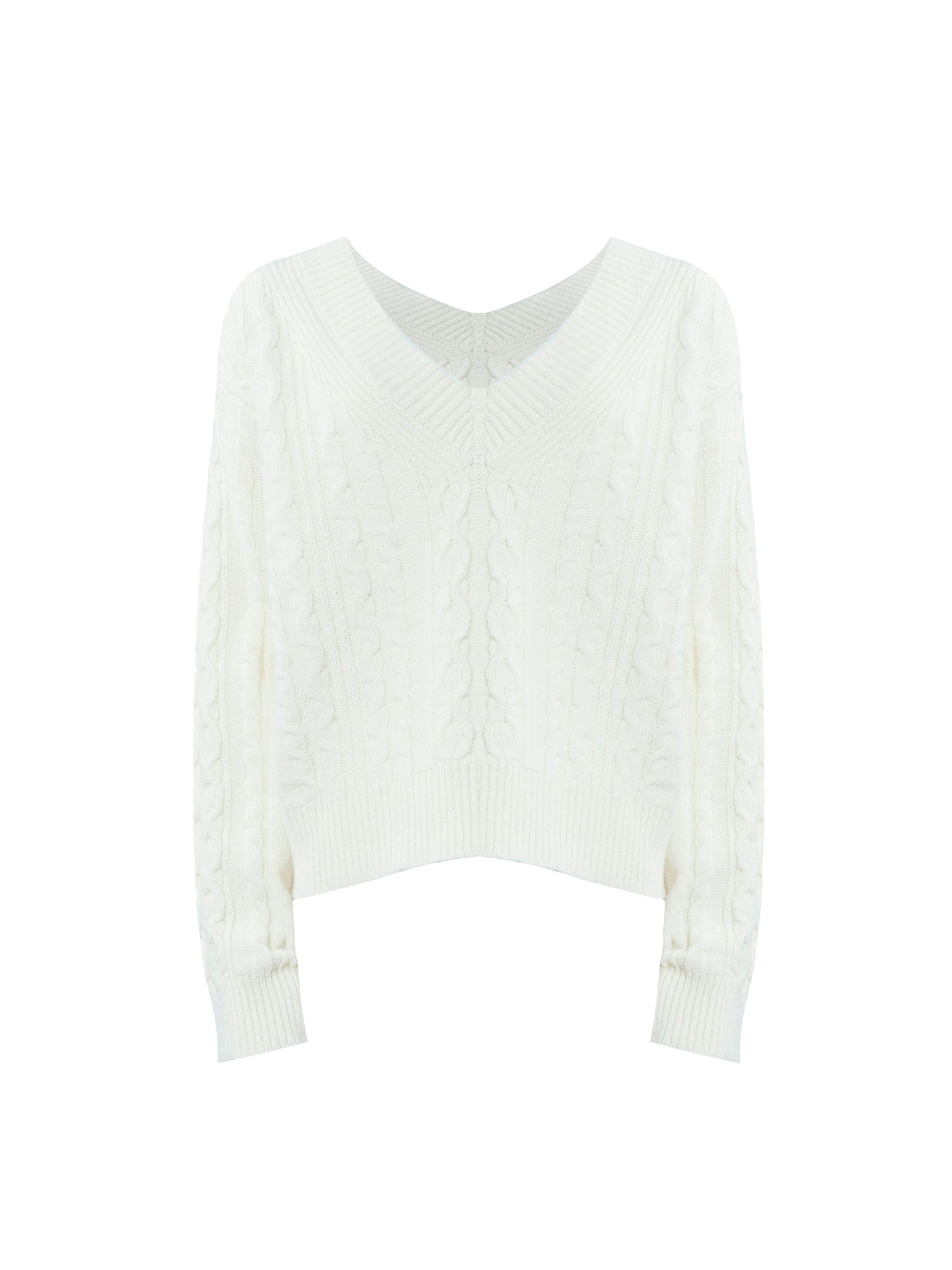 Pull col V en laine - Whisper White