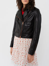 Veste motarde courte en cuir - Black