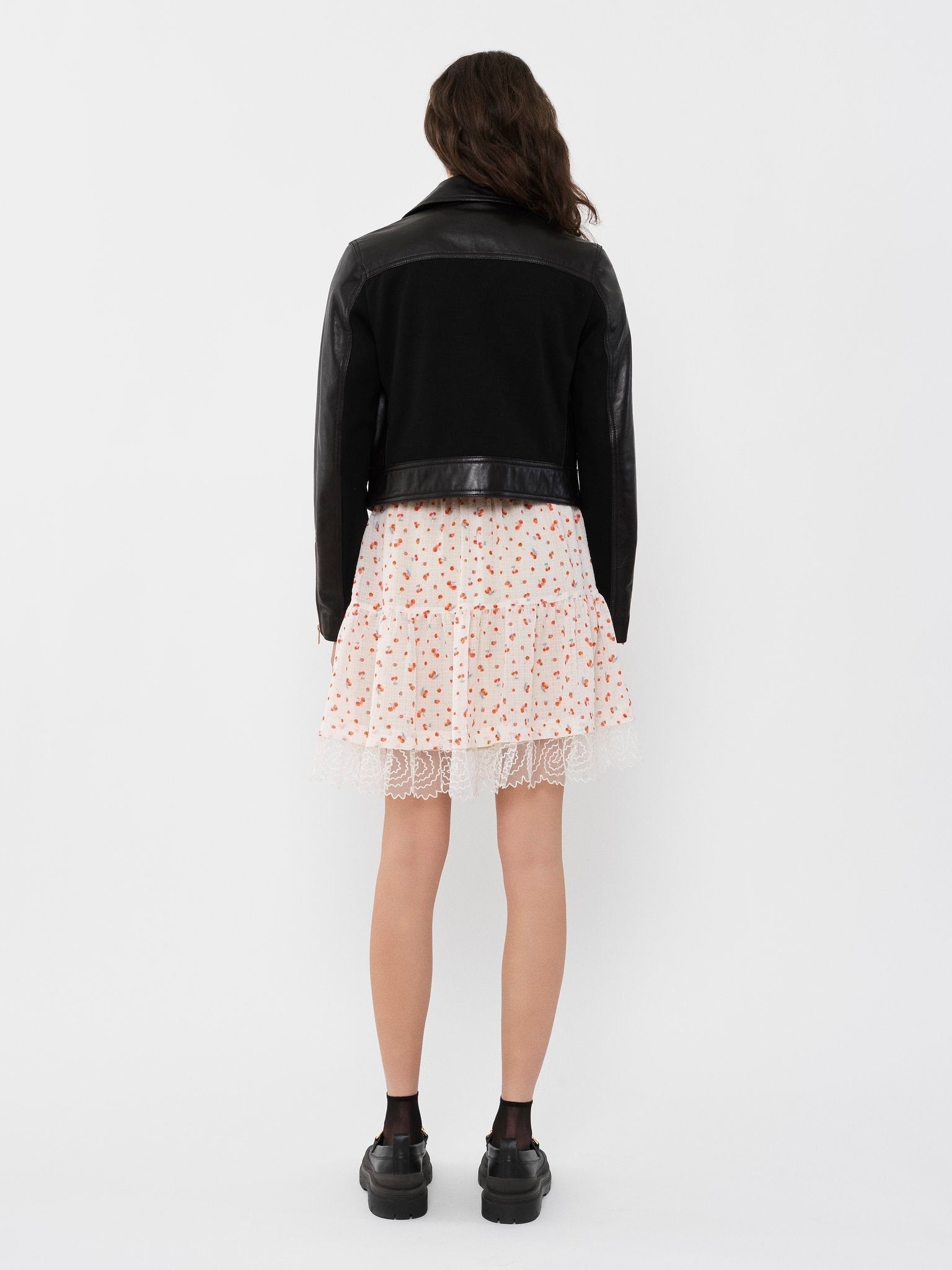 Veste motarde courte en cuir - Black