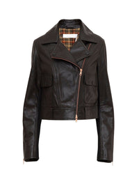 Veste motarde courte en cuir - Black