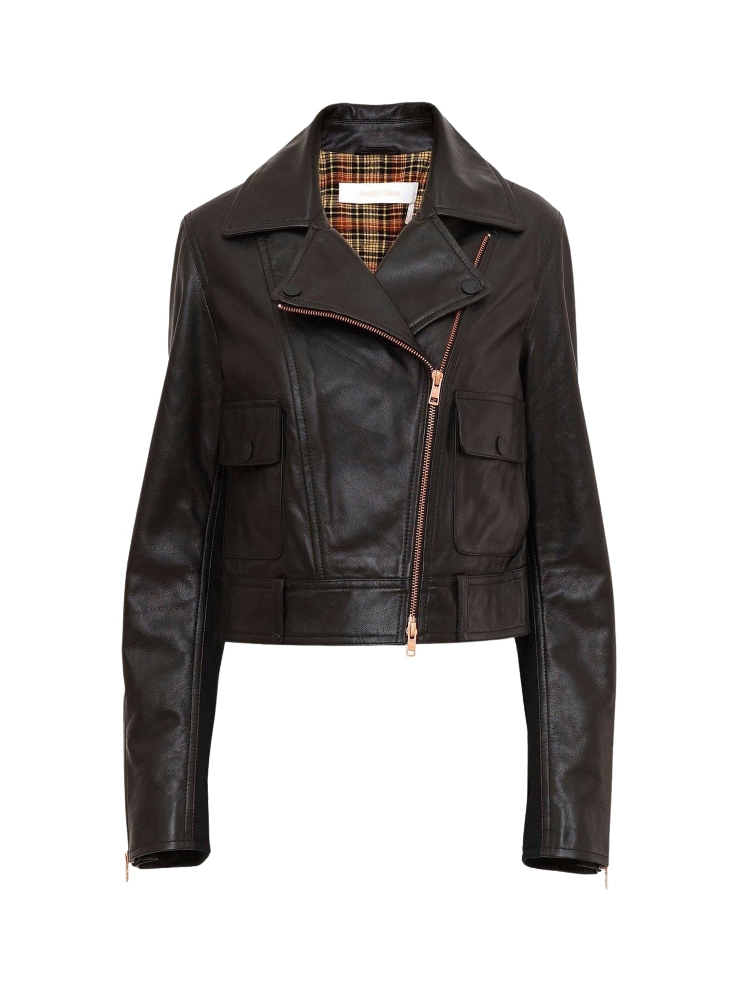 Veste motarde courte en cuir - Black