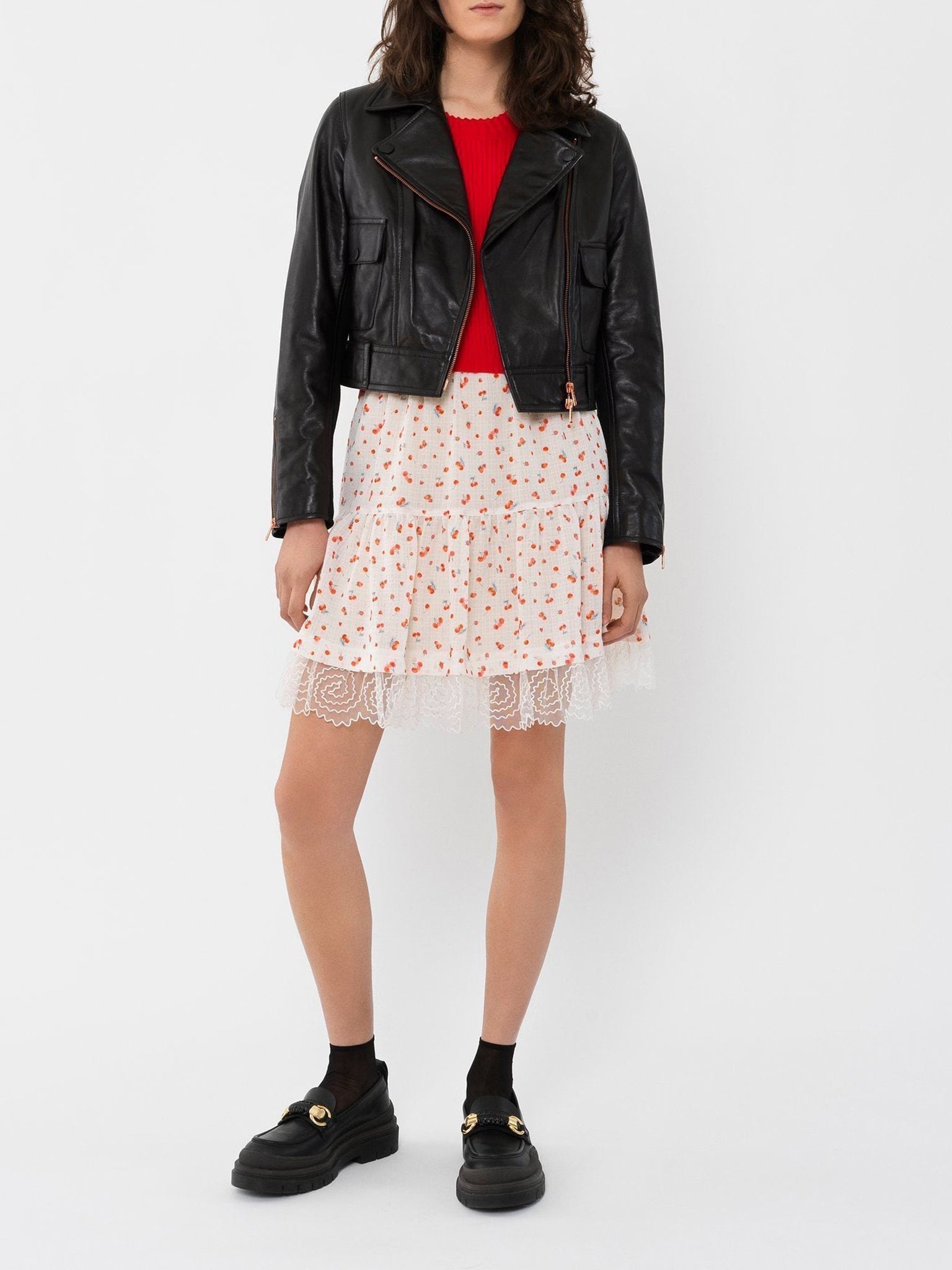 Veste motarde courte en cuir - Black