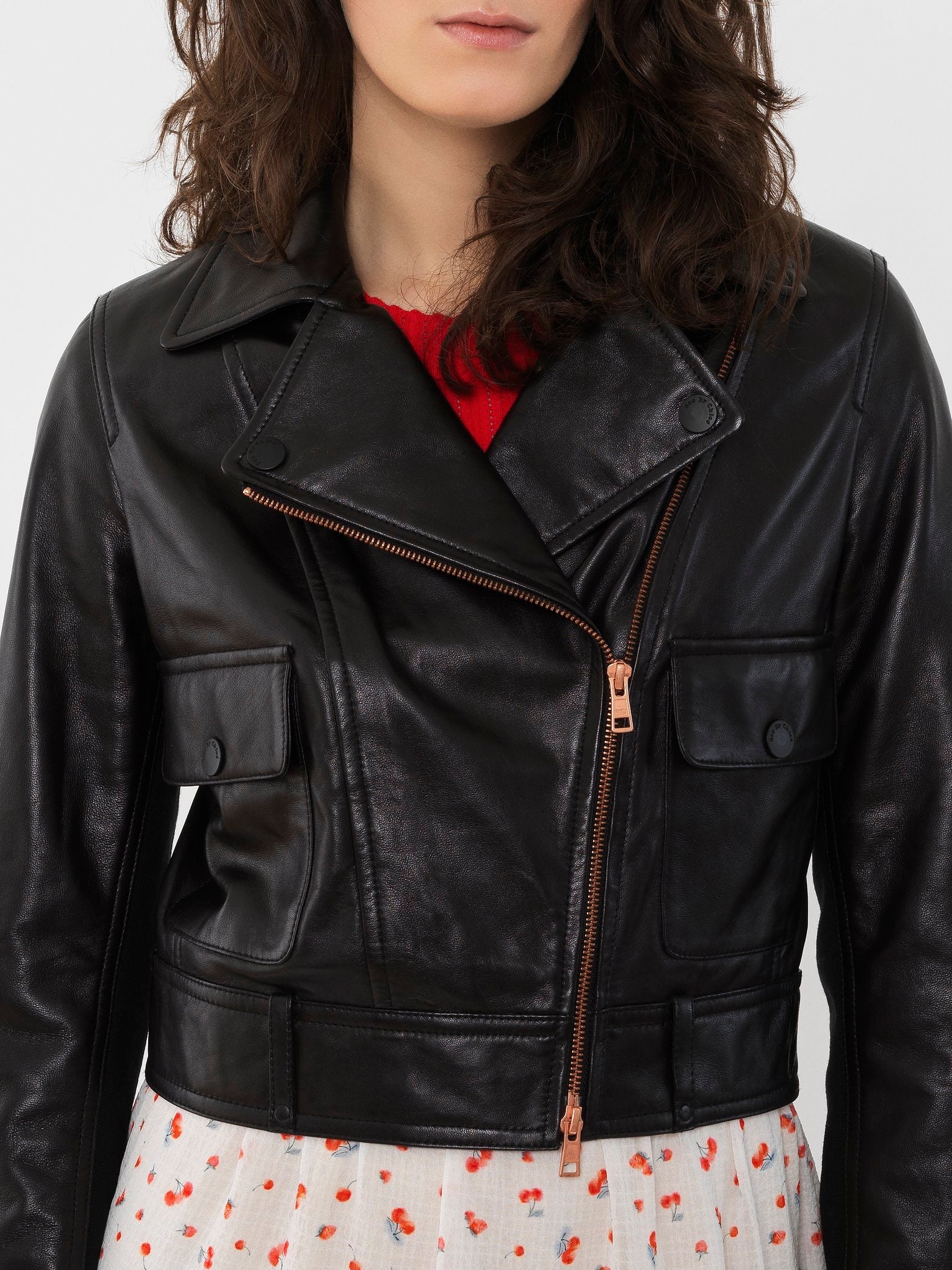 Veste motarde courte en cuir - Black