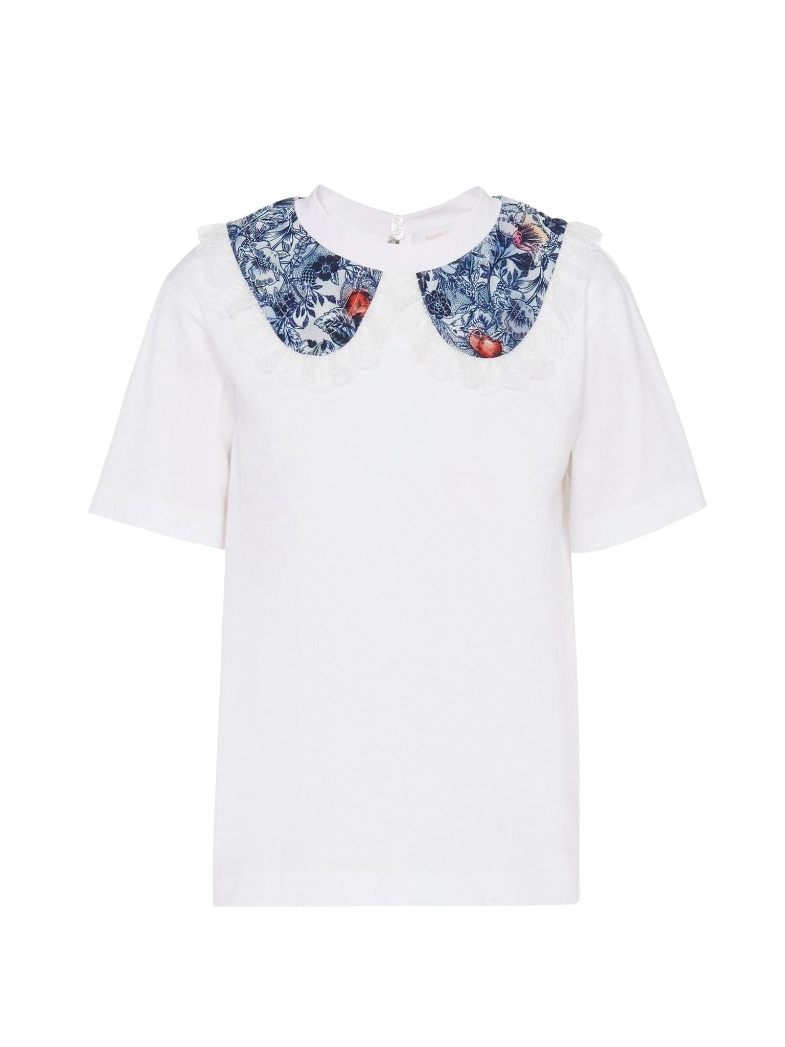 T-shirt à col claudine - White