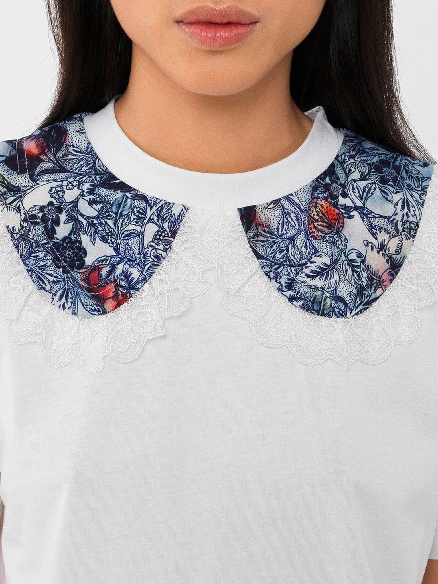 T-shirt à col claudine - White