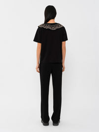 T-shirt à col volanté - Black