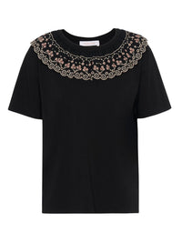 T-shirt à col volanté - Black