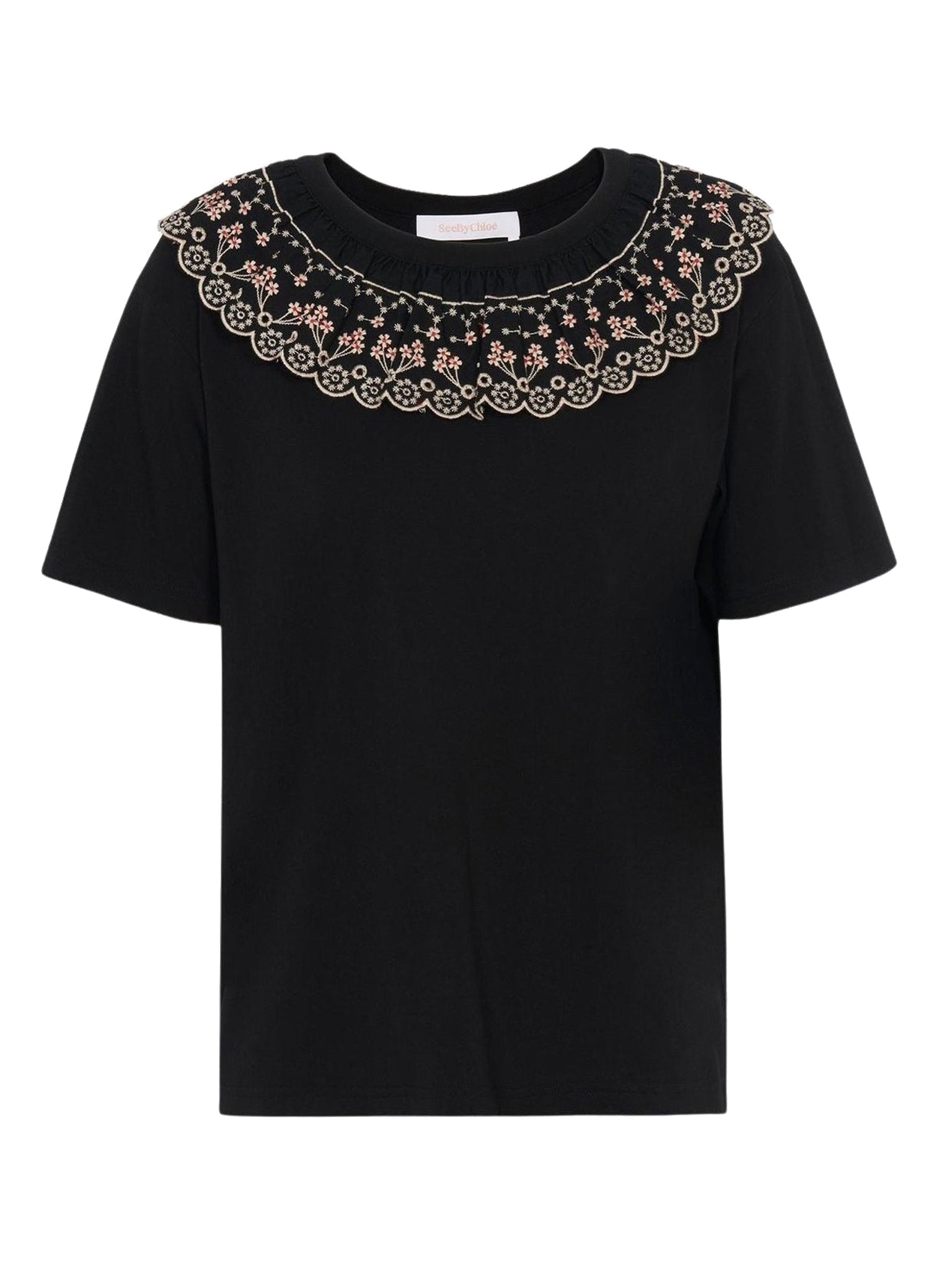 T-shirt à col volanté - Black