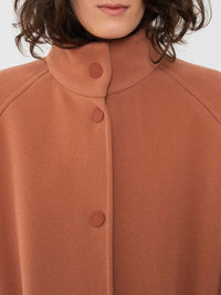 Manteau long à col montant en laine - Blushy Brown