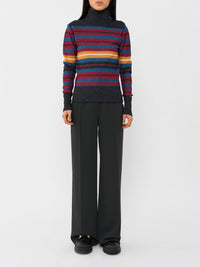 Pull col montant à rayures - Multicolor