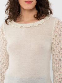 Pull encolure bateau en laine - Soft Ivory