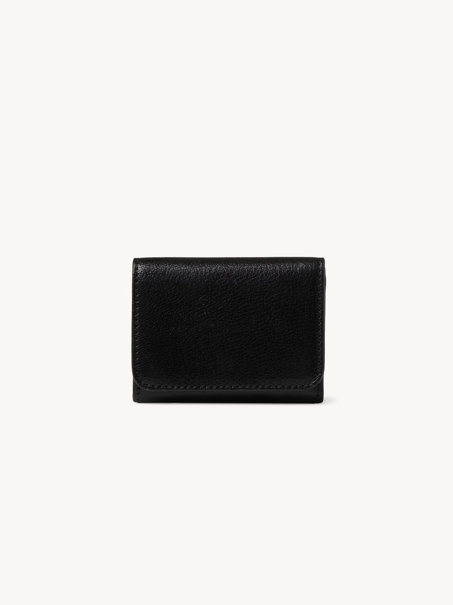 Mini portefeuille trois volets en cuir lisse - Black