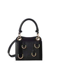 Mini sac porté épaule en cuir patchwork - Black