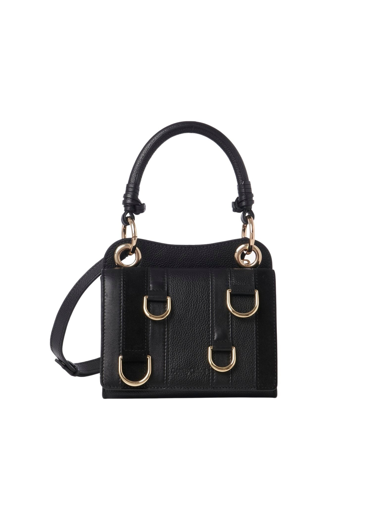 Mini sac porté épaule en cuir patchwork - Black