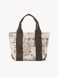 Petit sac cabas Laetizia en lin - Cement Beige & Flowers
