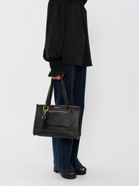 Sac cabas Cecilya en cuir - Black
