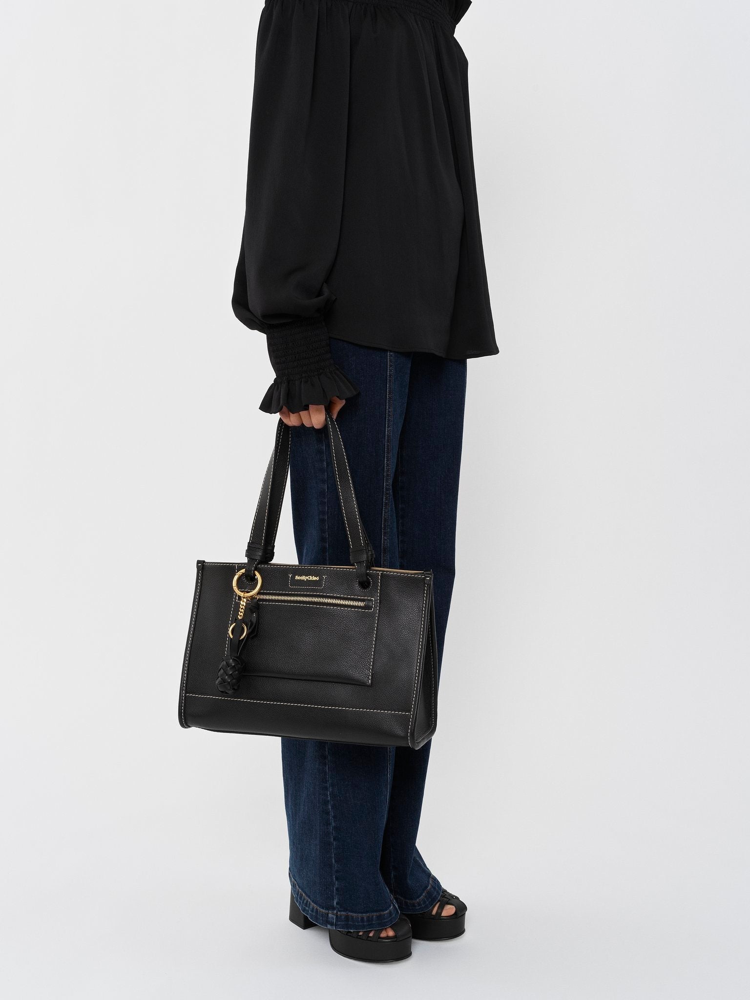 Sac cabas Cecilya en cuir - Black