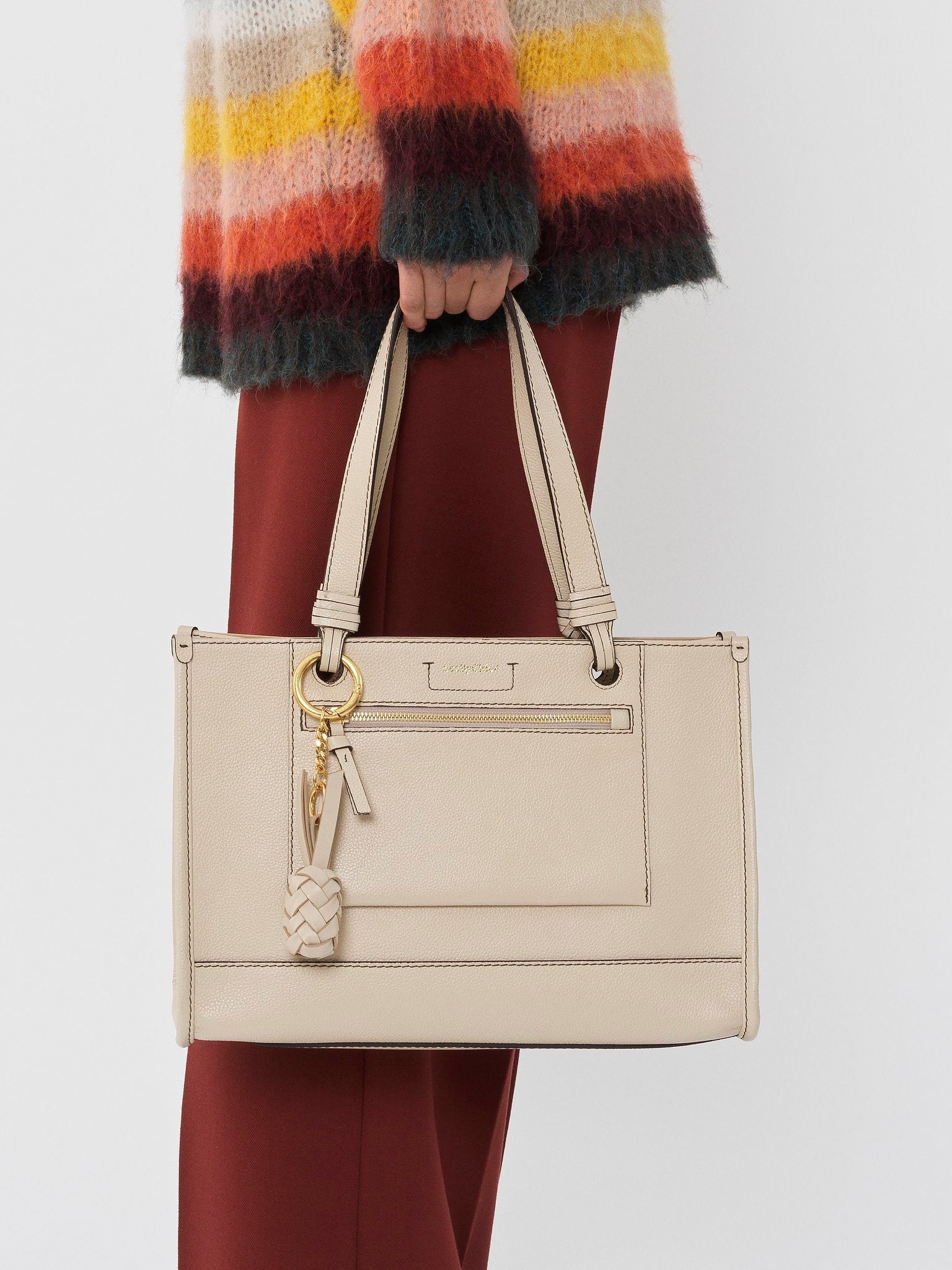 Sac cabas Cecilya en cuir - Cement Beige