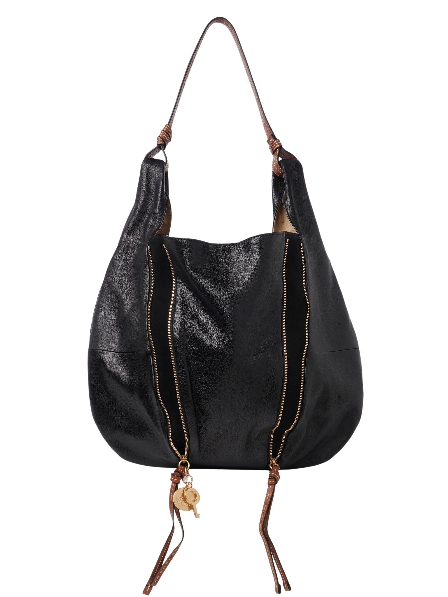 Sac hobo Indra en cuir - Black