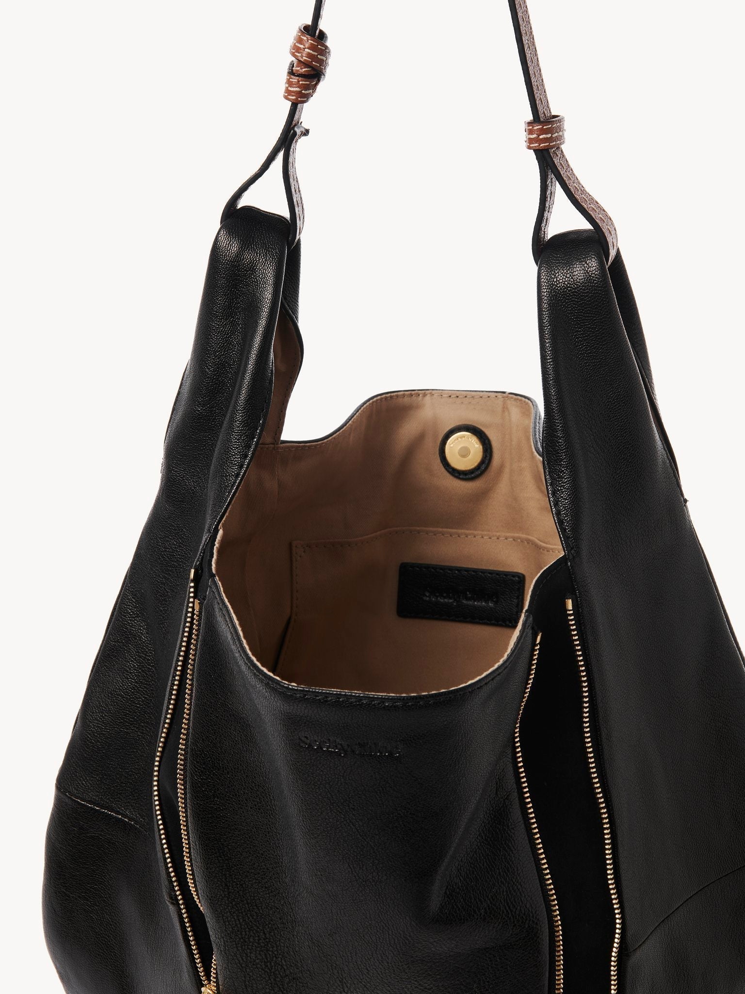 Sac hobo Indra en cuir - Black