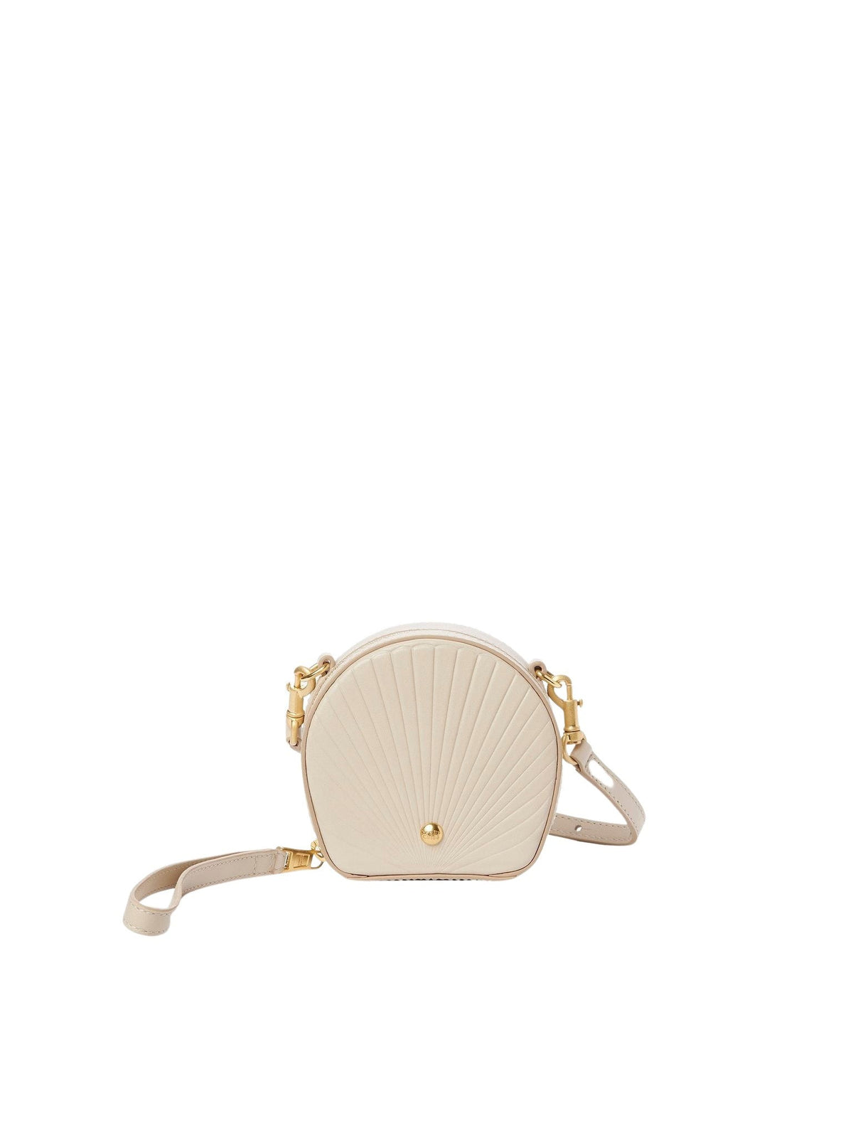 Mini sac porté épaule Shell en cuir - Cement Beige