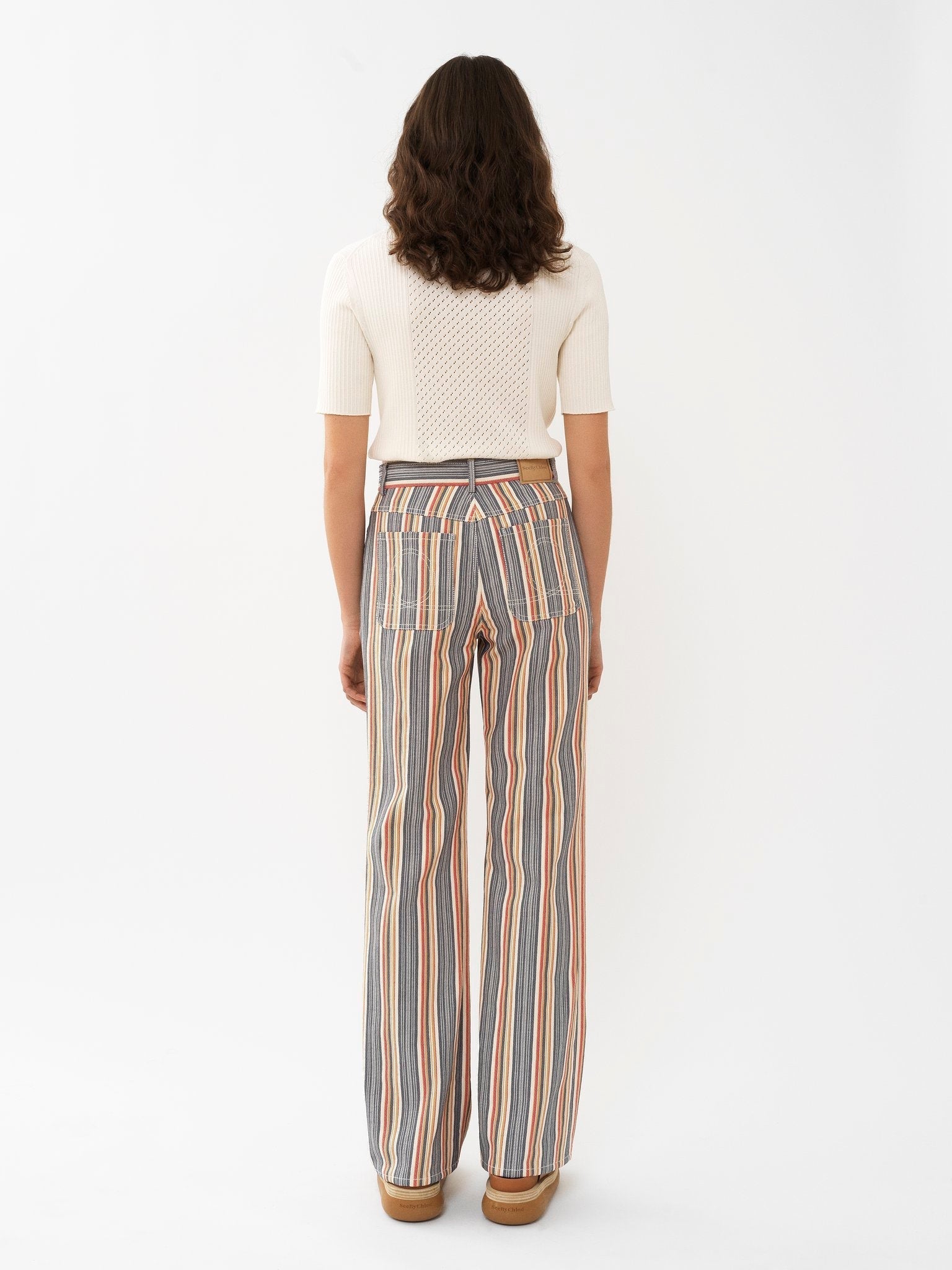 Pantalon droit rayé - Multicolor