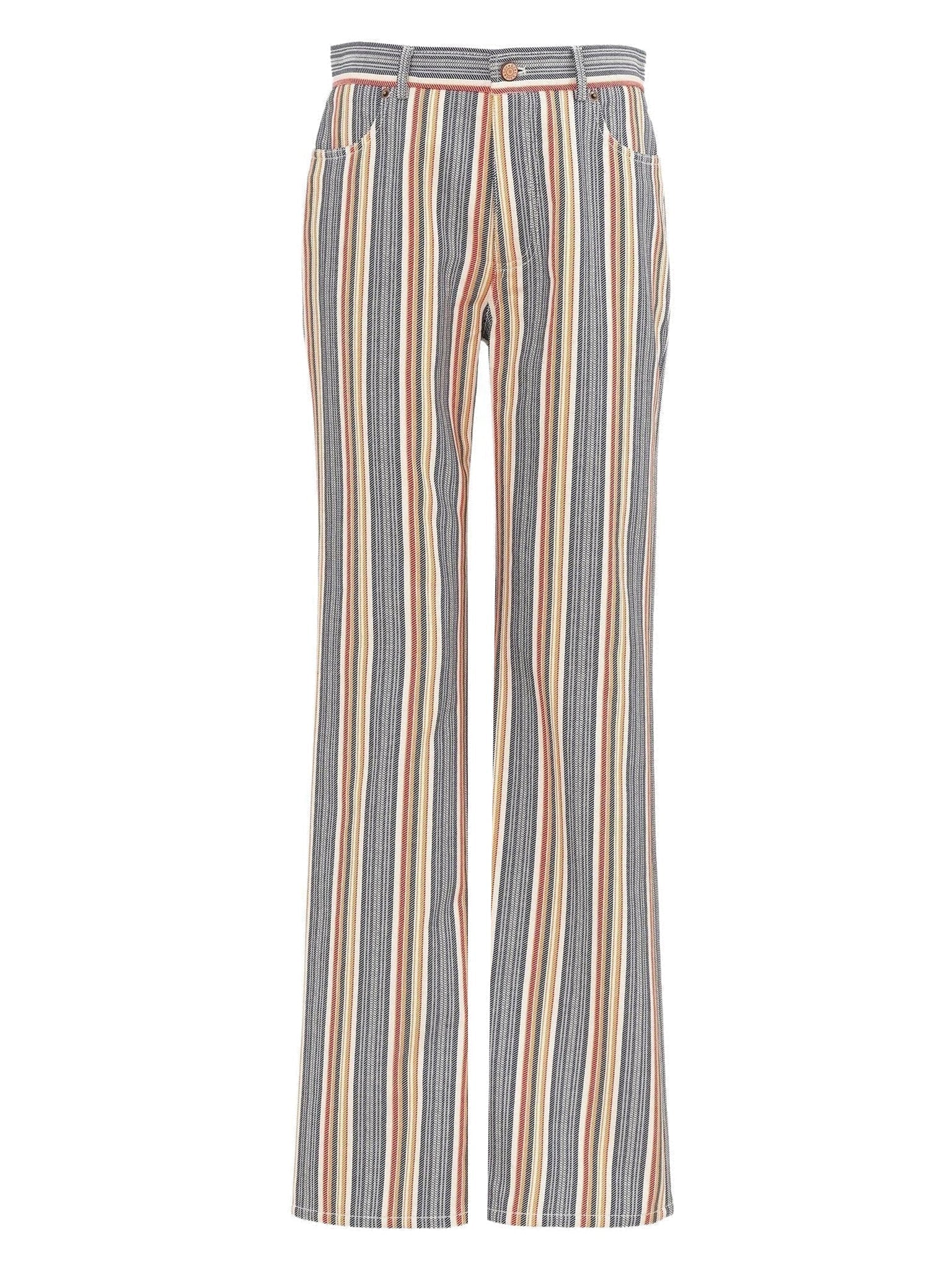 Pantalon droit rayé - Multicolor