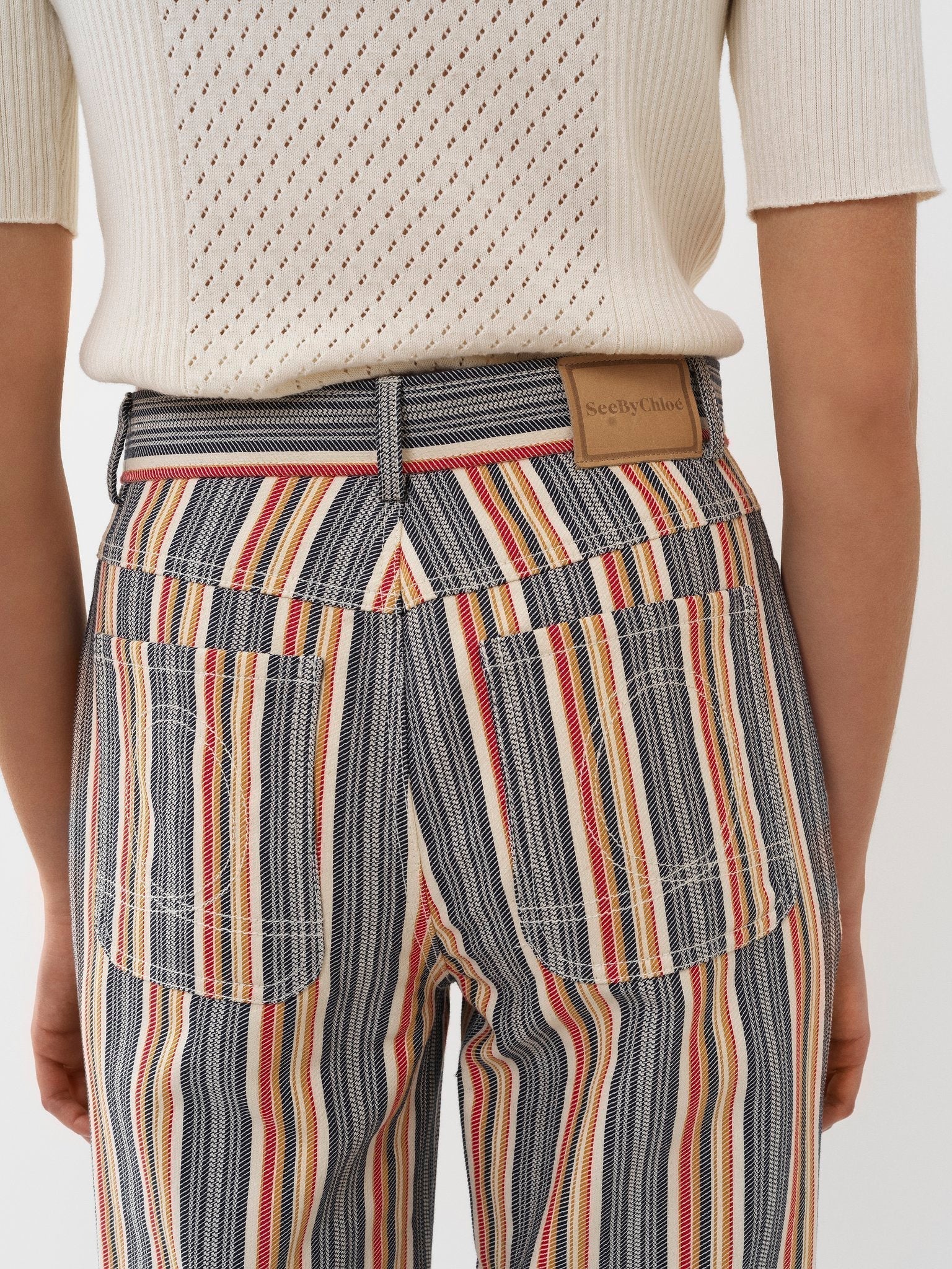 Pantalon droit rayé - Multicolor
