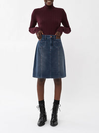 Jupe évasée denim à poches - Dusky Blue