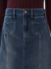 Jupe évasée denim à poches - Dusky Blue