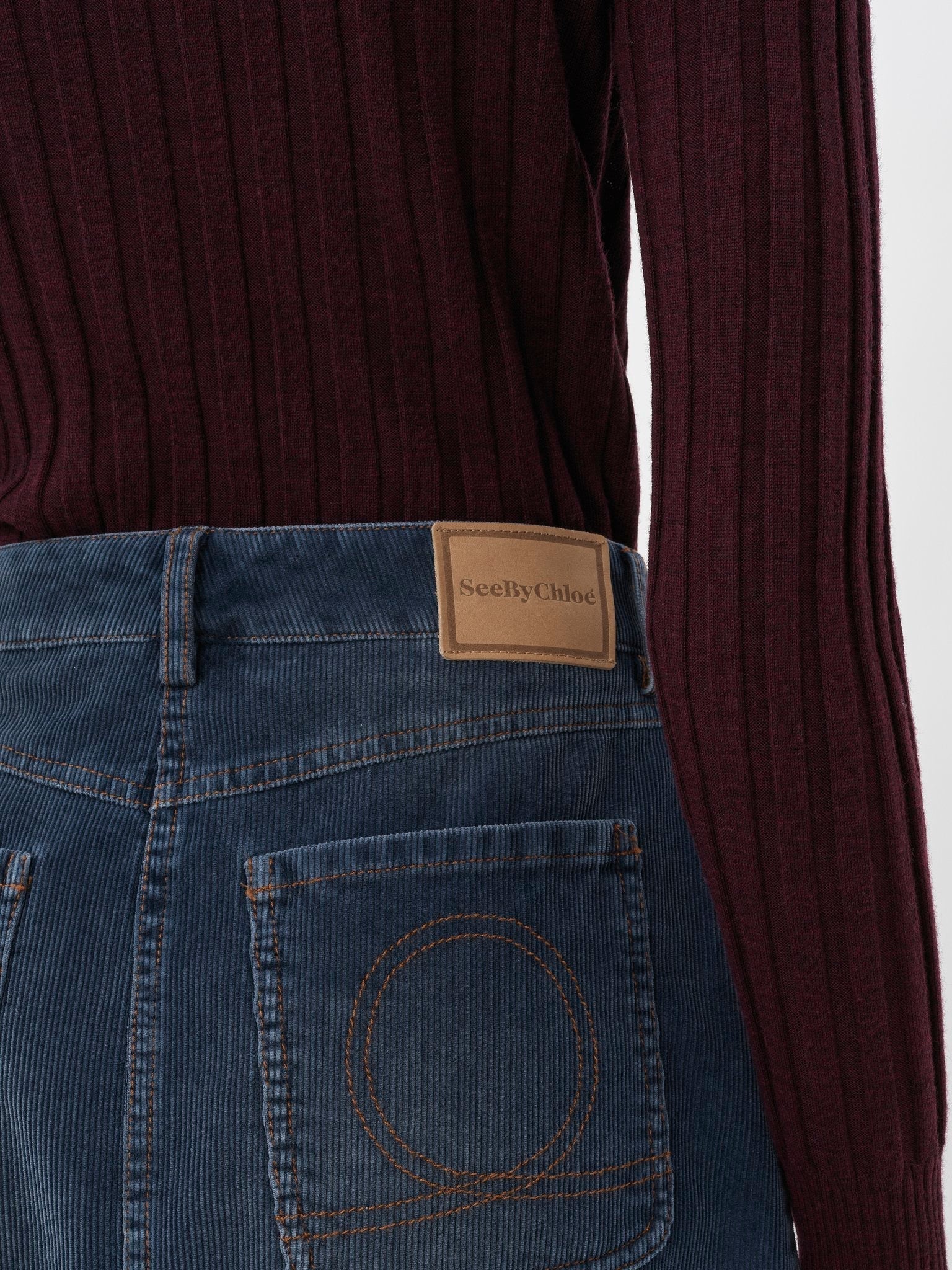 Jupe évasée denim à poches - Dusky Blue