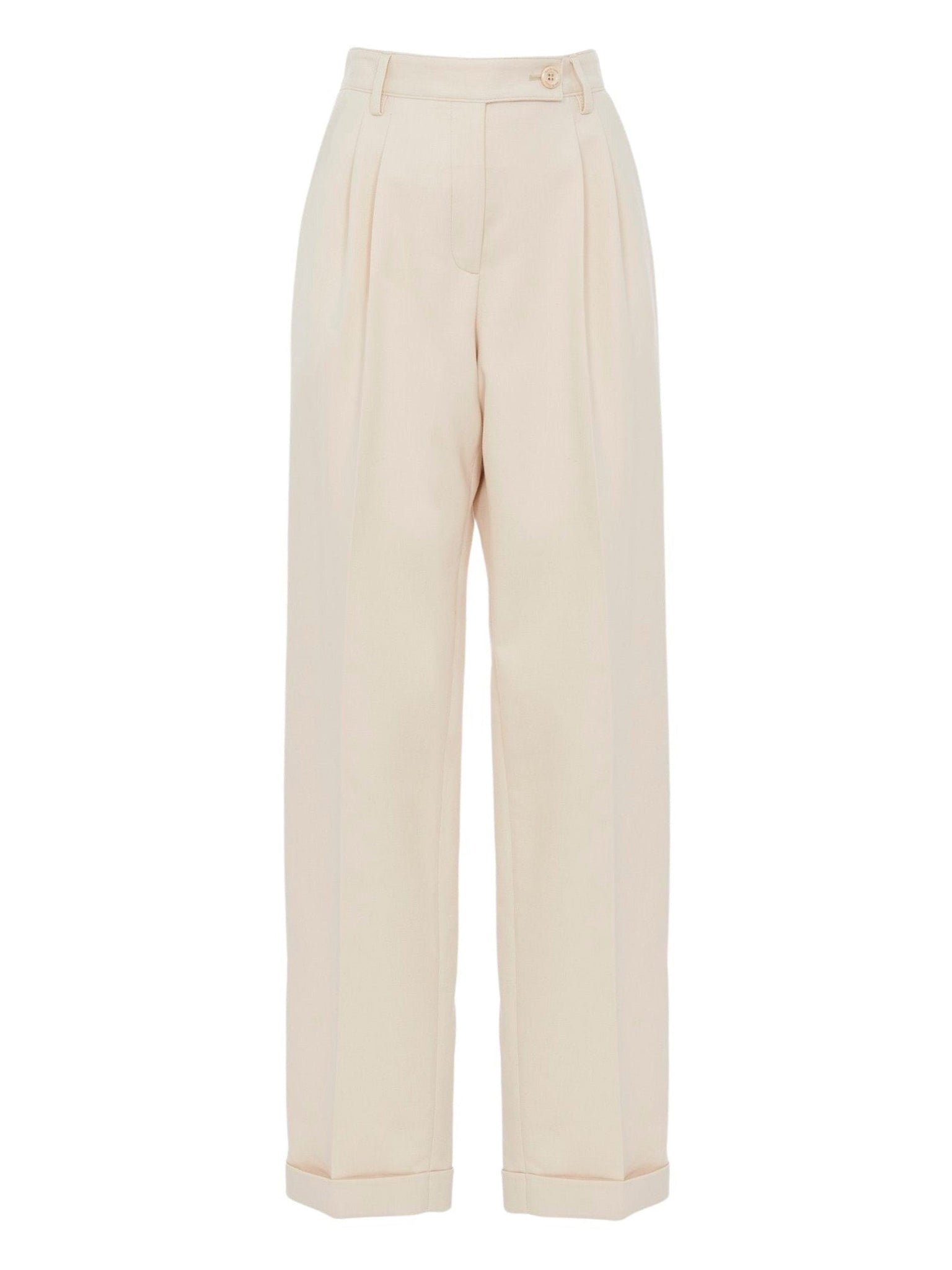 Pantalon droit à revers - Milk