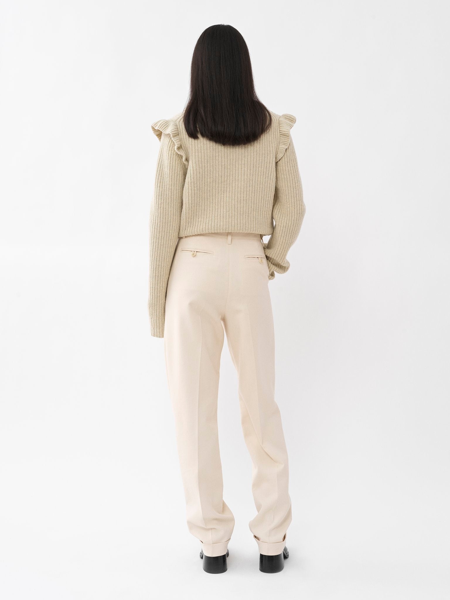 Pantalon droit à revers - Milk