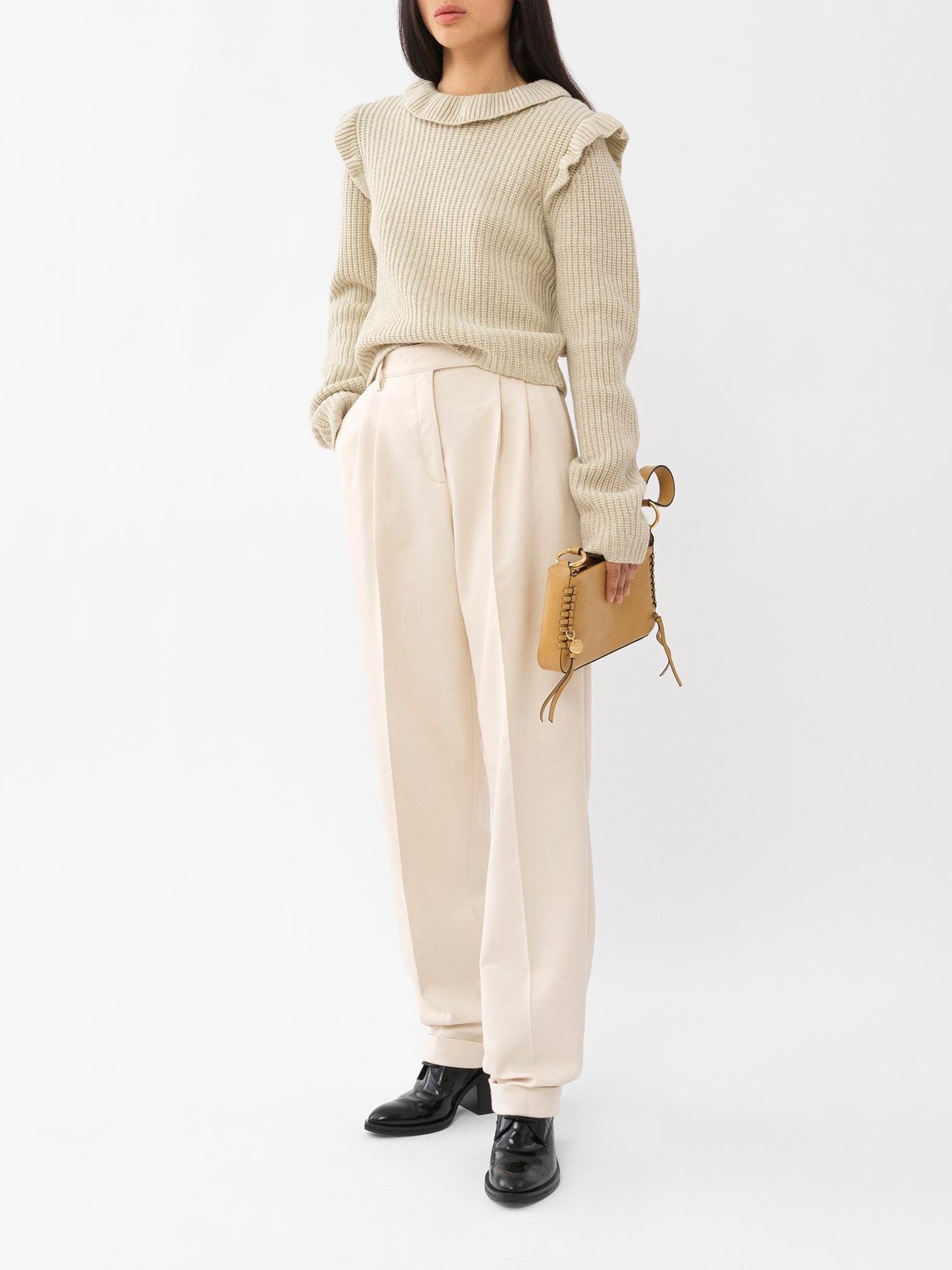 Pantalon droit à revers - Milk