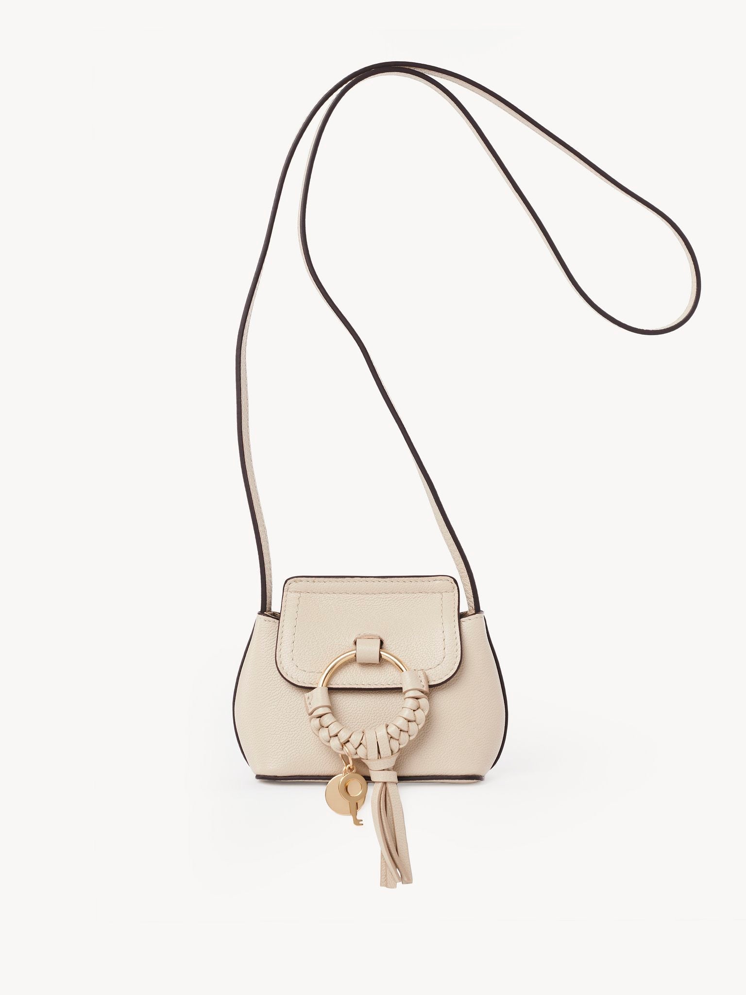 Mini sac porté épaule Joan en cuir - Cement Beige