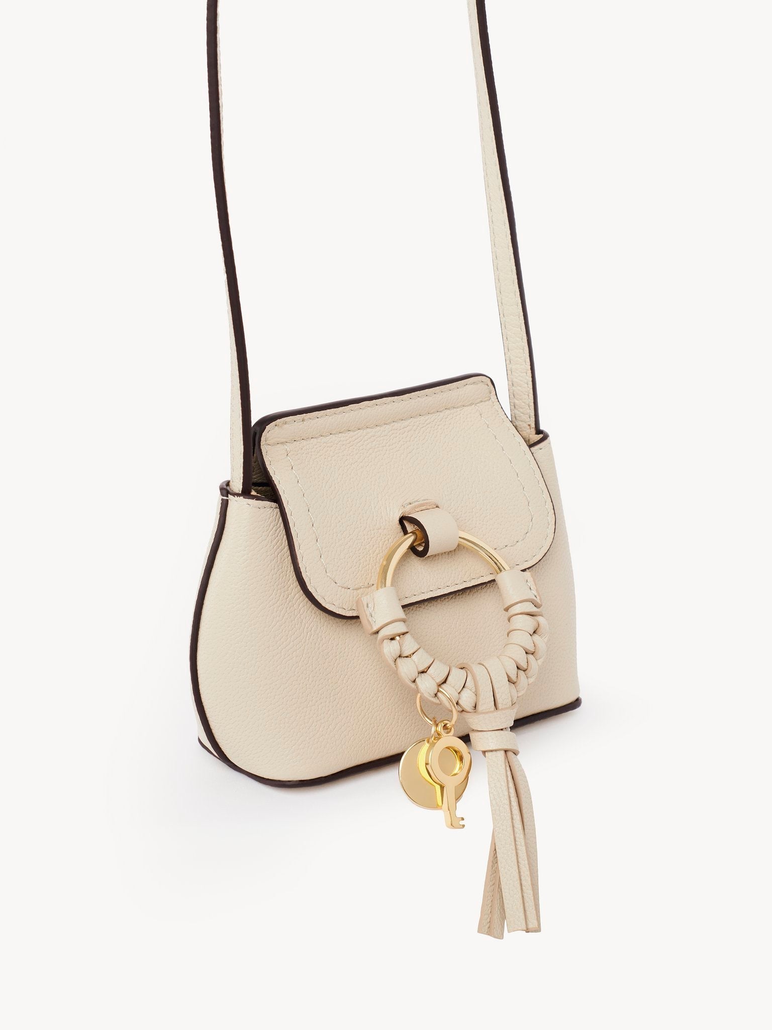Mini sac porté épaule Joan en cuir - Cement Beige