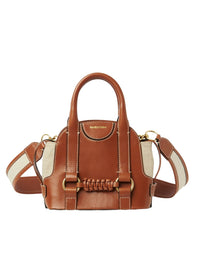 Petit sac double porté Saddie en cuir - Caramello