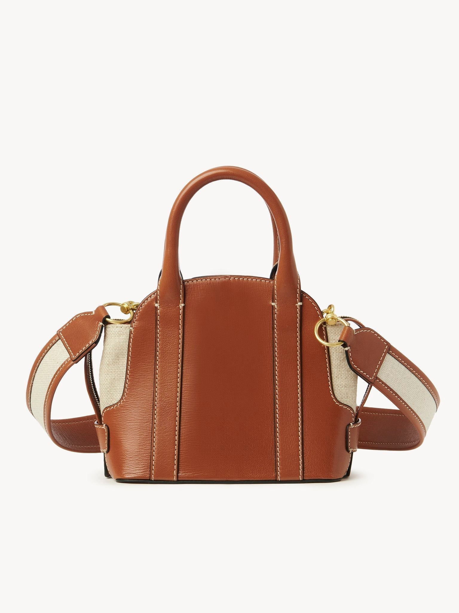 Petit sac double porté Saddie en cuir - Caramello
