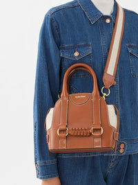 Petit sac double porté Saddie en cuir - Caramello