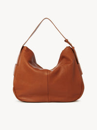 Sac hobo en vachette velours et cuir - Caramello