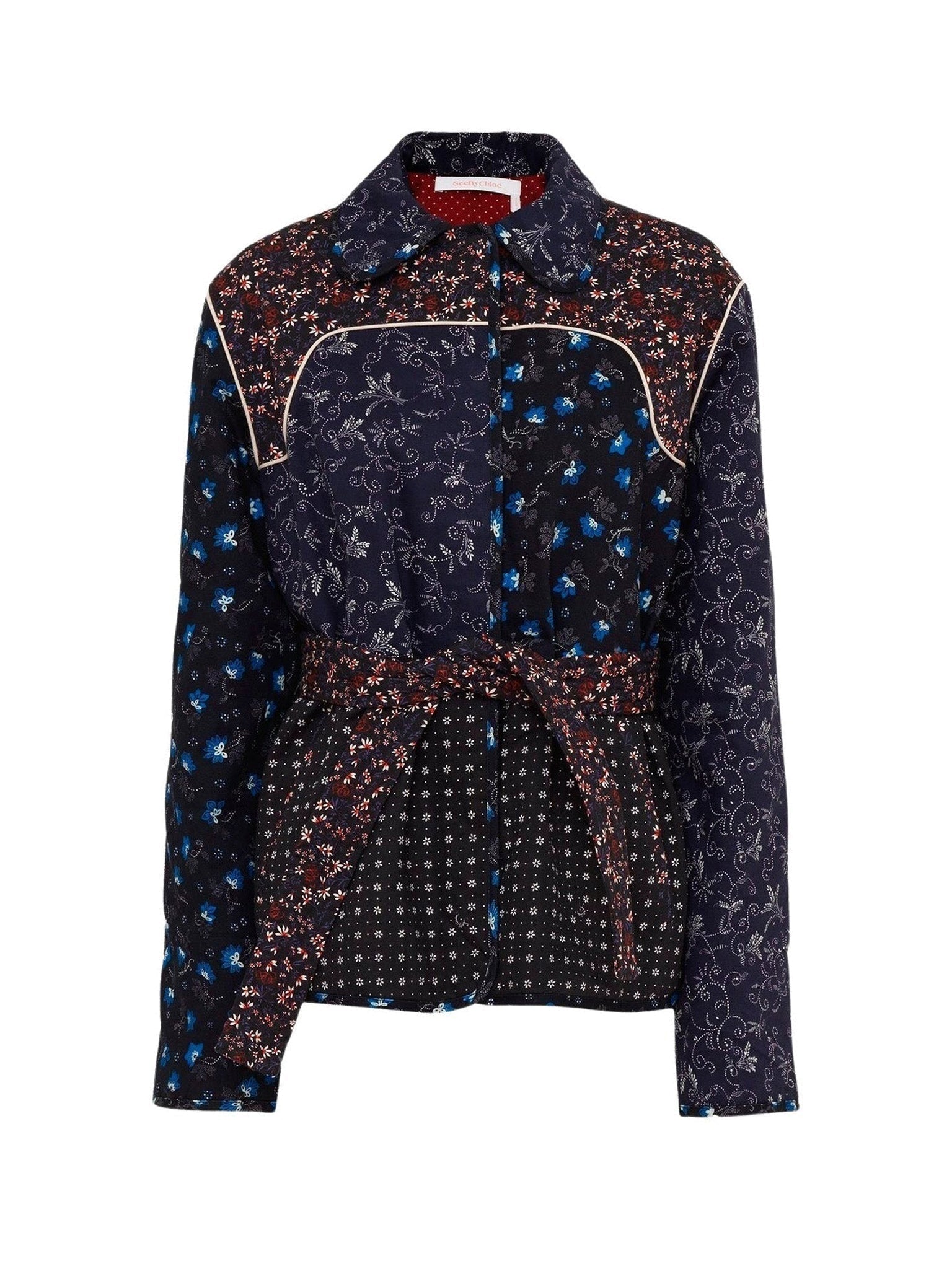 Veste matelassée patchwork imprimé woodblock - Blue & Blue