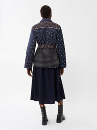 Veste matelassée patchwork imprimé woodblock - Blue & Blue