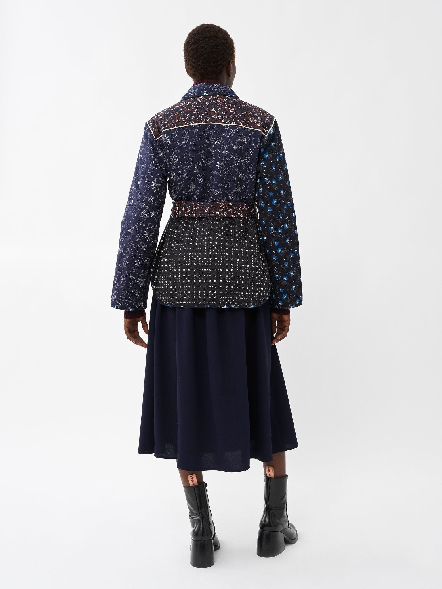 Veste matelassée patchwork imprimé woodblock - Blue & Blue