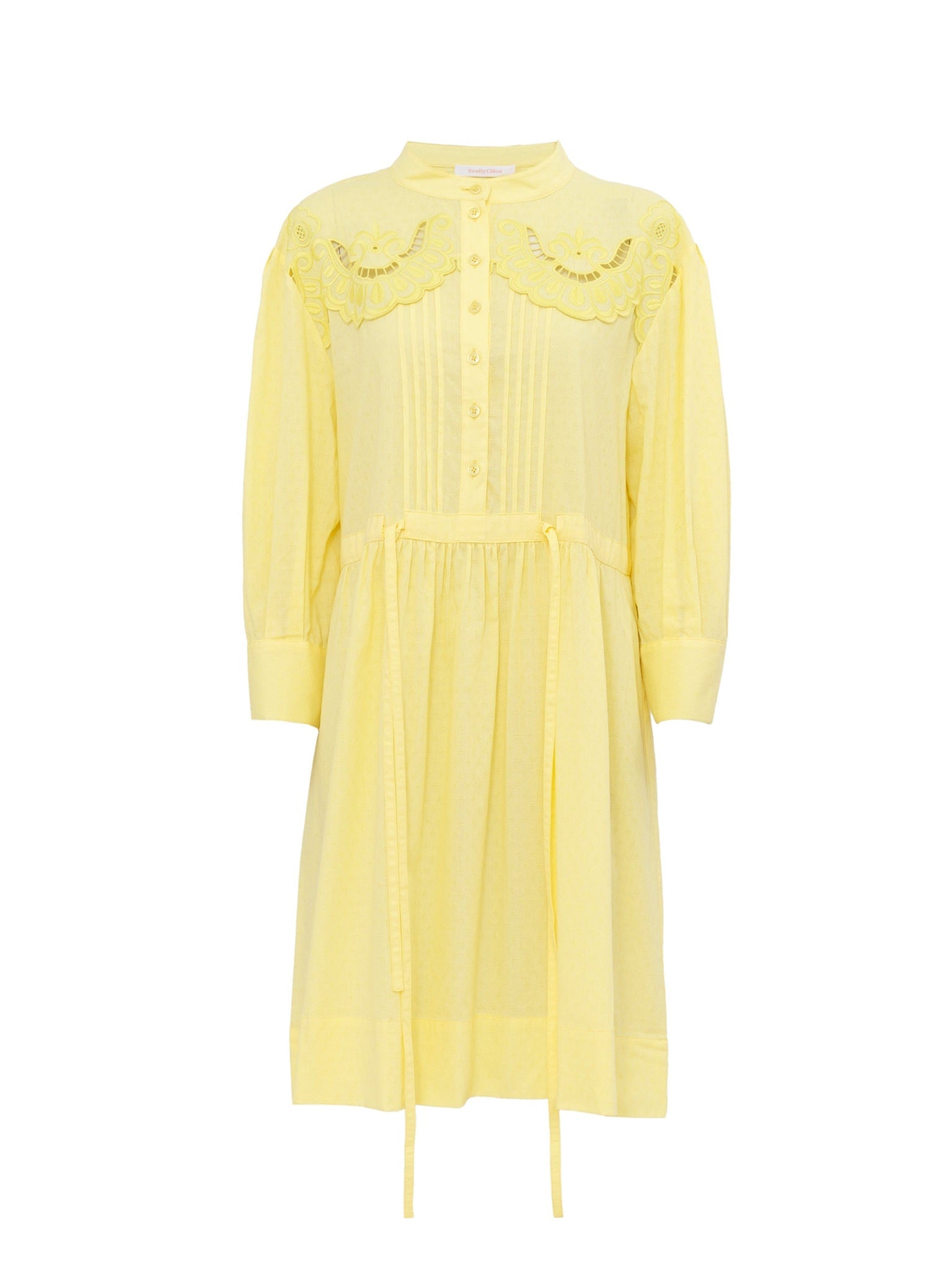 Robe en coton dobby biologique brodée - Vert Doré