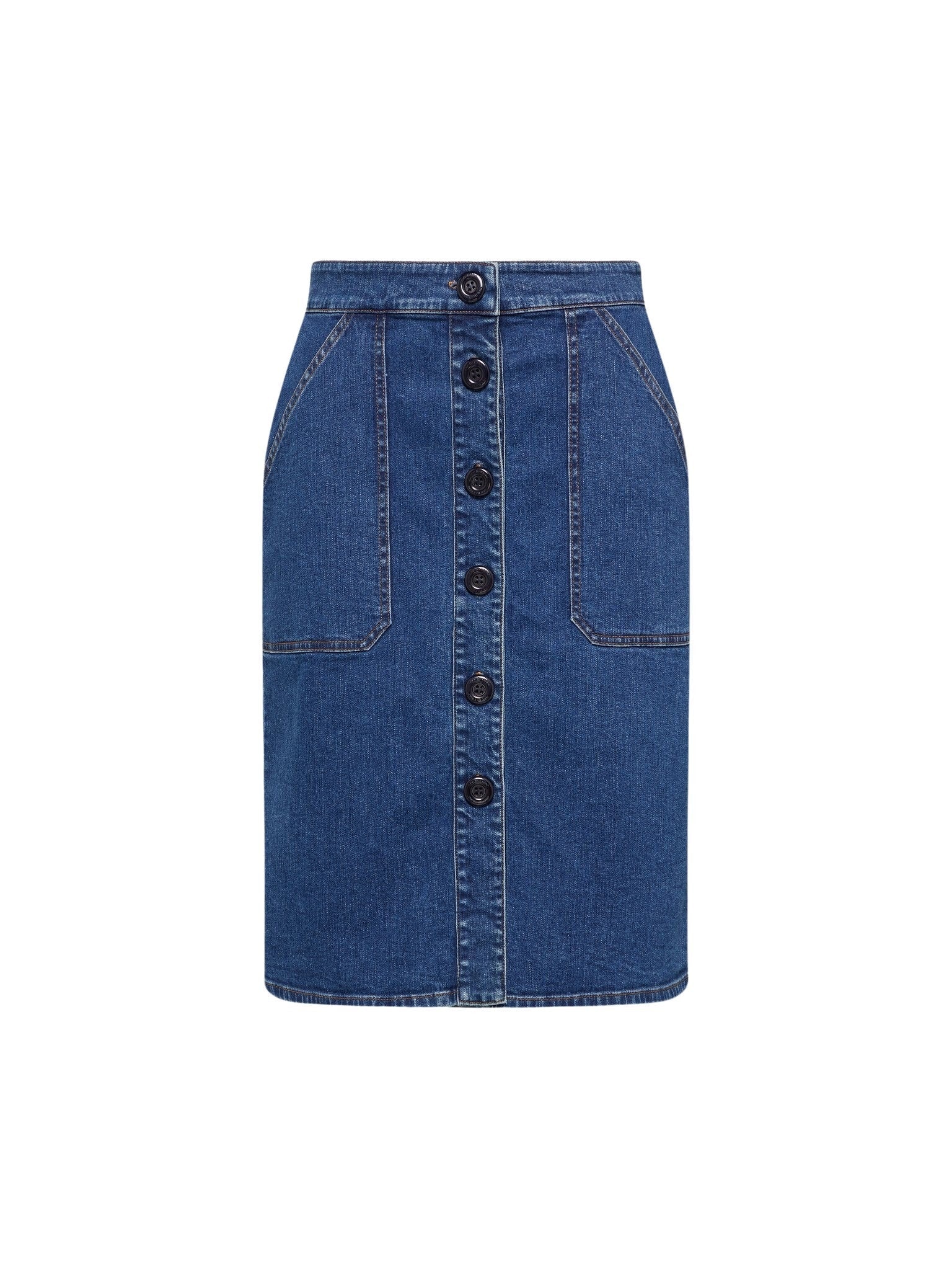 Jupe droite botonnée - Truly Navy