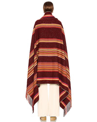 Poncho rayé à franges en cachemire - Multicolor Red