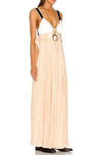 Robe empire en soie - Black & Beige