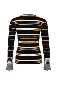 Cardigan à col v en laine - Noir & Écru